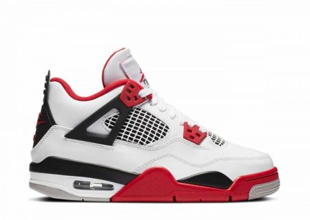 Kids Jordan 4 |  Air Jordan 4 Retro Fire Red 2020 (GS) White/Black-Tech Grey-Fire Red
