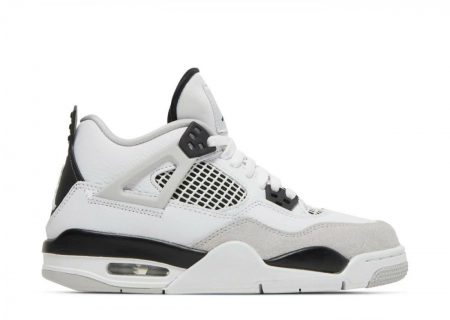 Kids Jordan 4 |  Air Jordan 4 Retro Military Black (GS) White/Black/Neutral Grey
